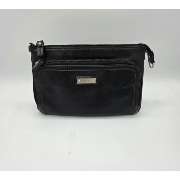 Relic Handbags - Relic by Fossil Black Faux Leather Multi Zip Pouch Bag Organizer